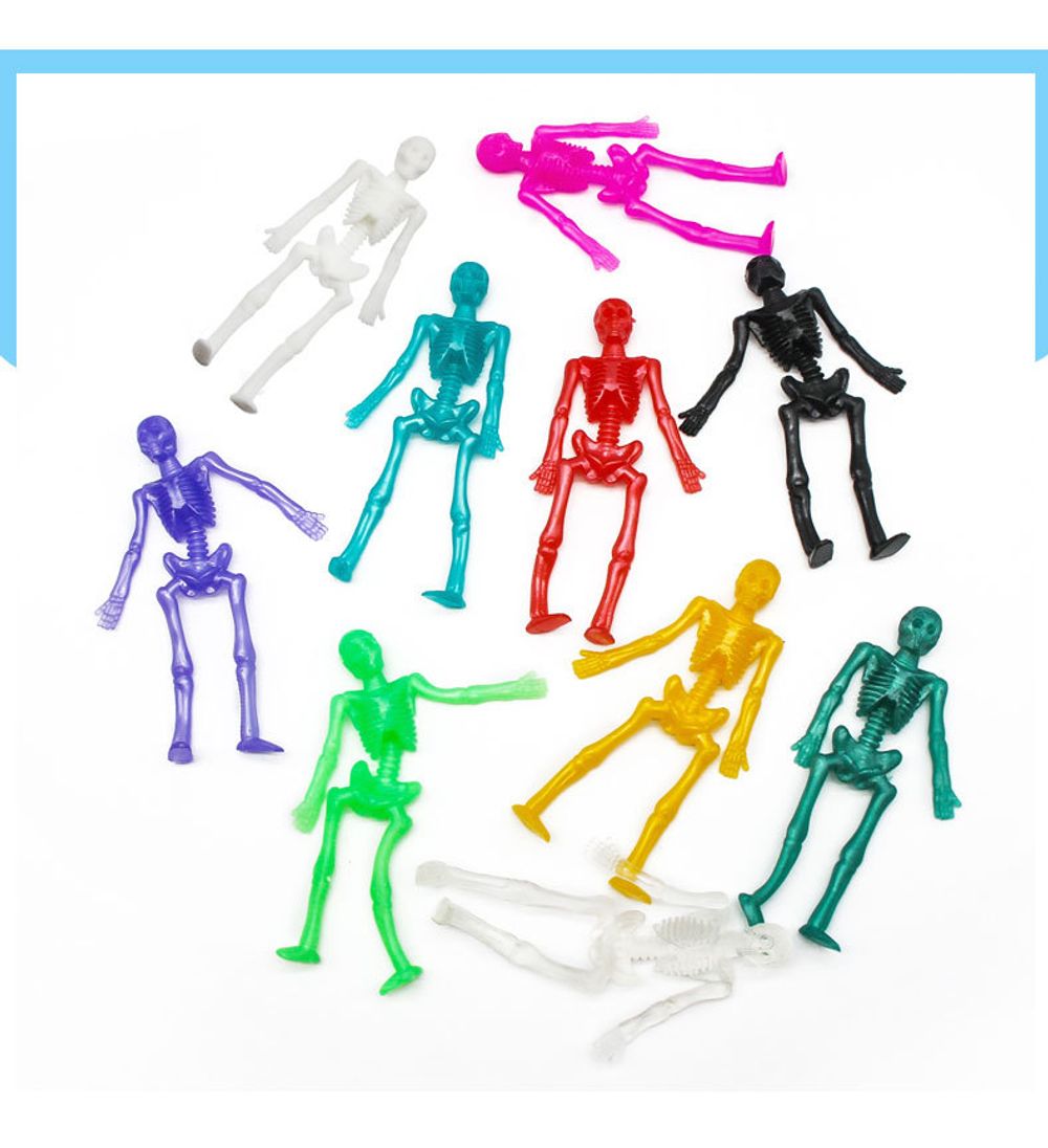 Lot de 15/25 poupées d'horreur en caoutchouc souple TPR pour enfants, jouet anti-stress, squelette extensible, cadeaux d'Halloween