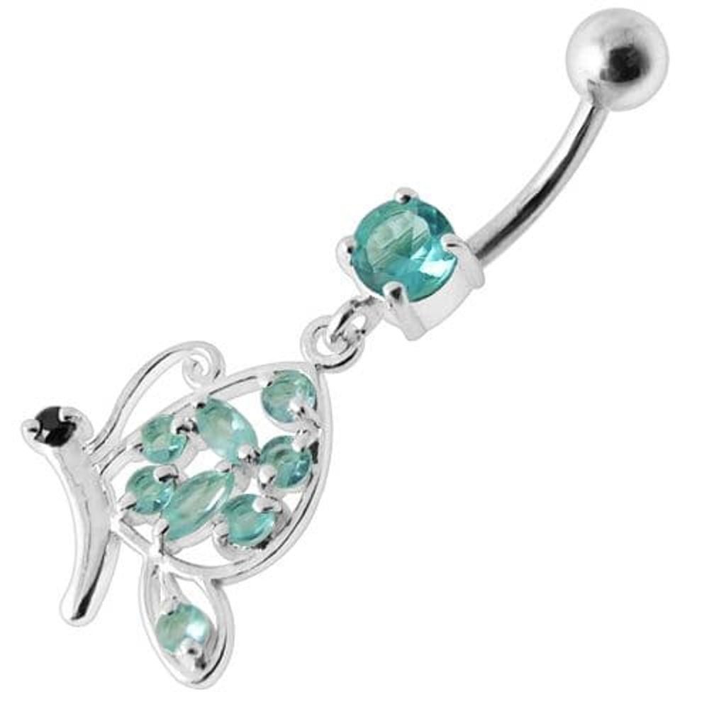 Piercing de nombril pendant en argent avec papillon fantaisie