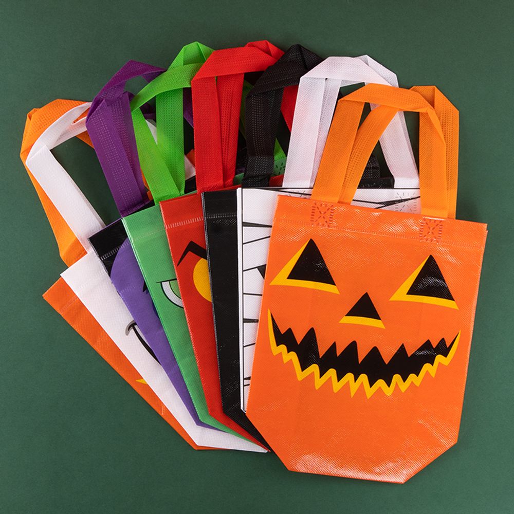 Lot de 12/30 sacs fourre-tout d'Halloween non tissés, emballage de courses, collation, festival de sorcières effrayantes, fête d'enfants, bonbons, cadeaux, fournitures en gros