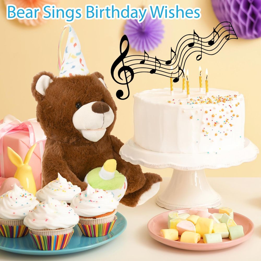 Musical Birthday Bear: Singing & Swinging Plush Toy for Joyful Celebrations!