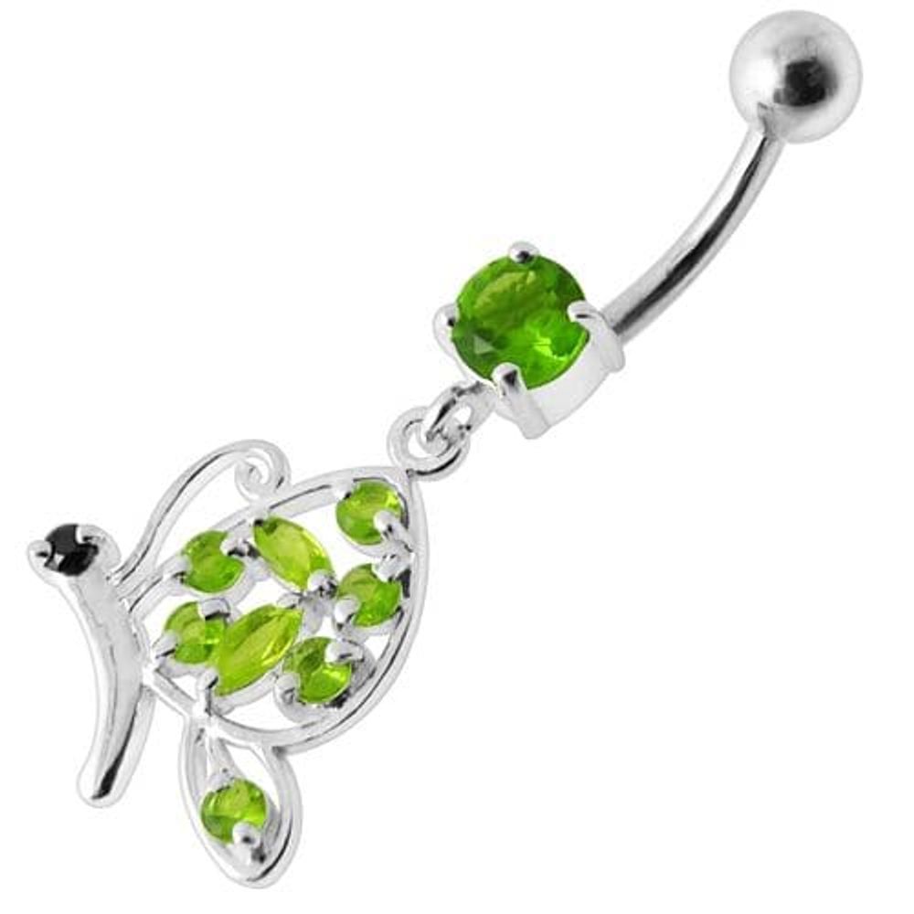 Piercing de nombril pendant en argent avec papillon fantaisie