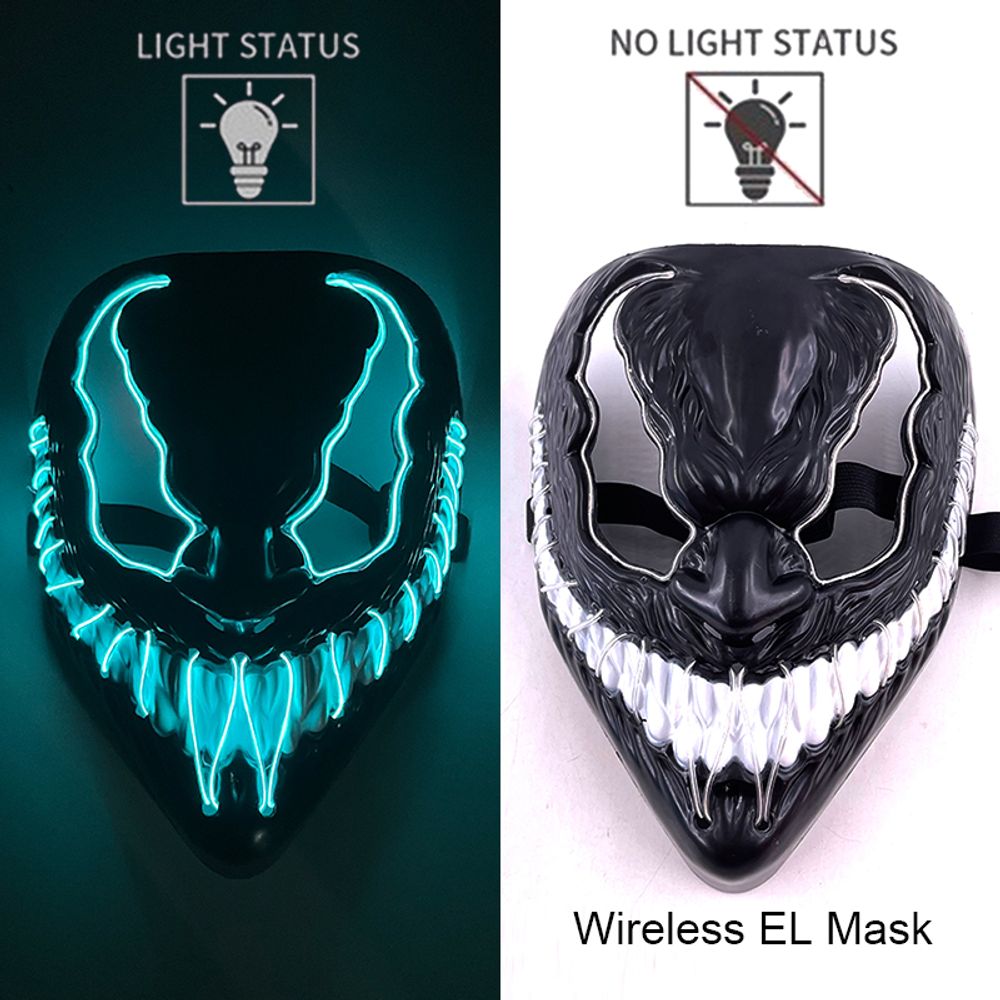 Masque de purge à LED néon sans fil pour Halloween, masques de fête masqués, masque d'horreur lumineux qui pousse dans le noir