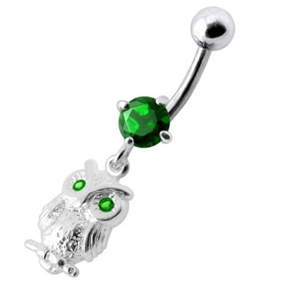 Anneau de nombril en forme de hibou avec bijoux