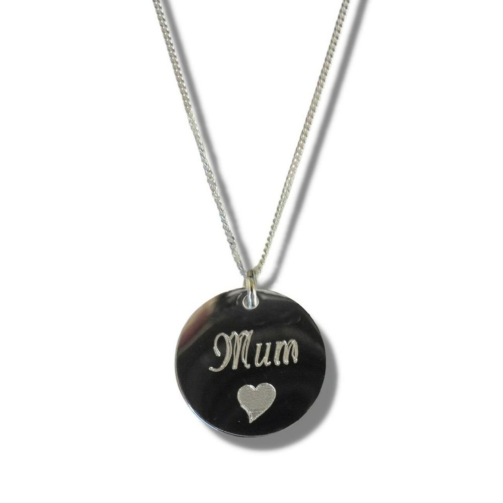 Collier disque maman et symbole coeur