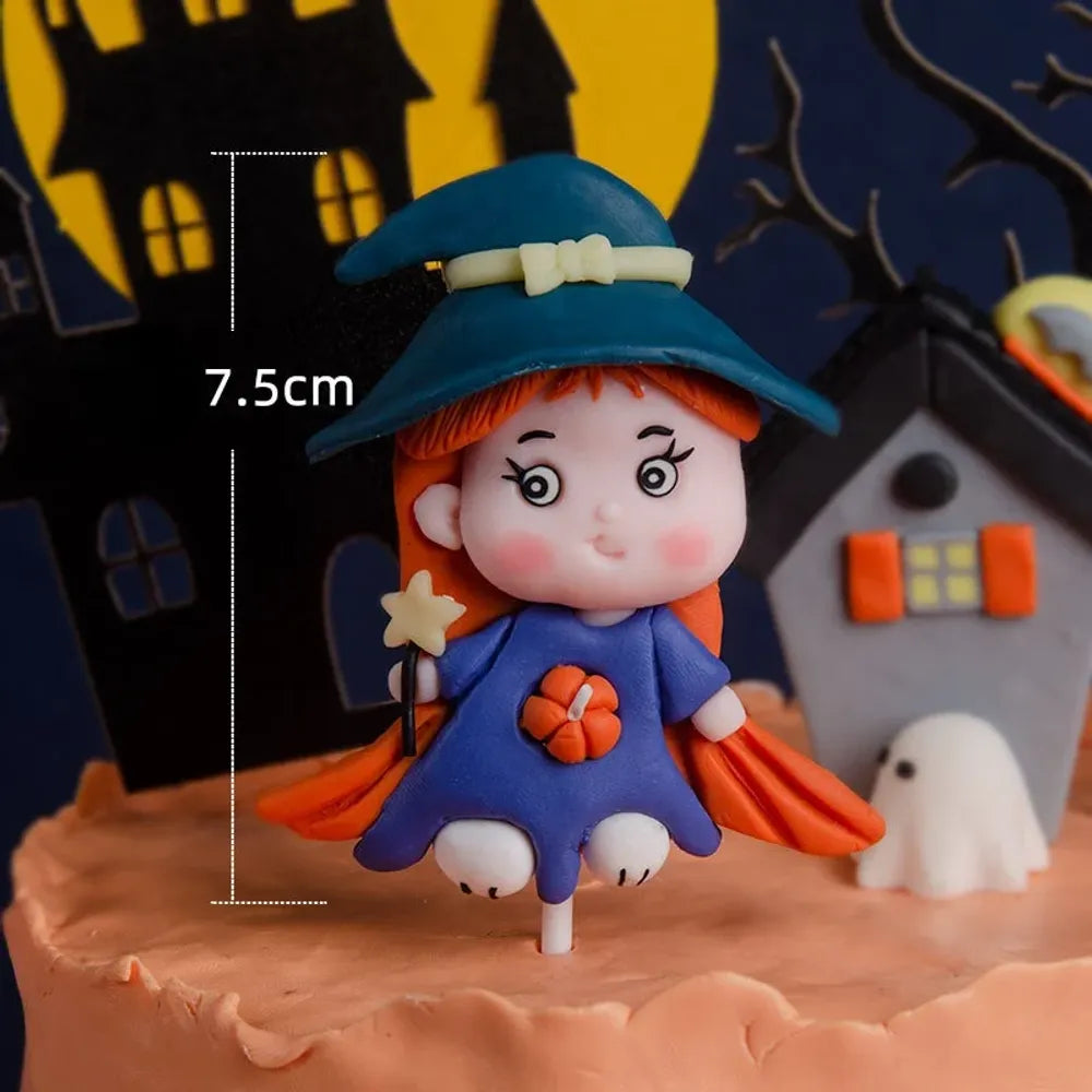 Décoration de gâteau de sorcière d'Halloween Fournitures de décoration de fête d'Halloween heureuses Décorations de cupcakes de maison fantôme de fille Outils de décoration de gâteaux