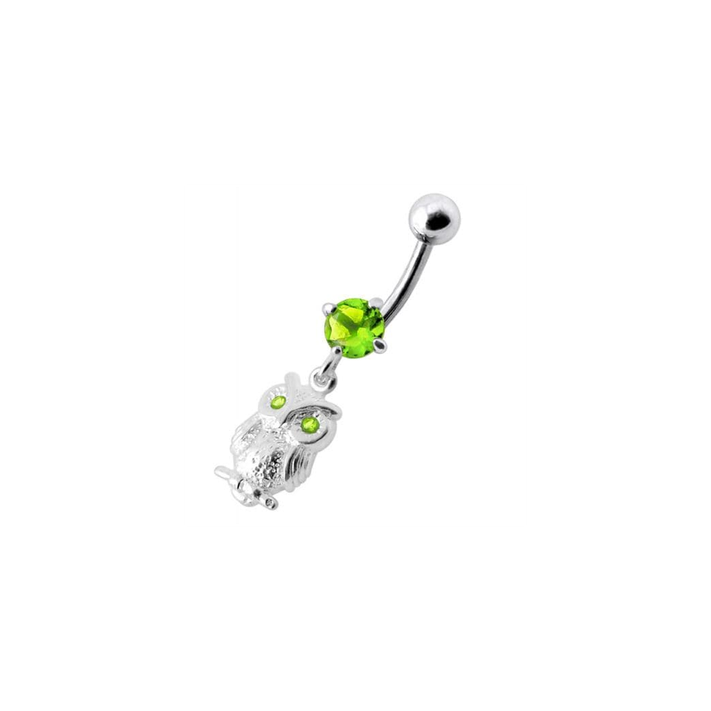 Anneau de nombril en forme de hibou avec bijoux