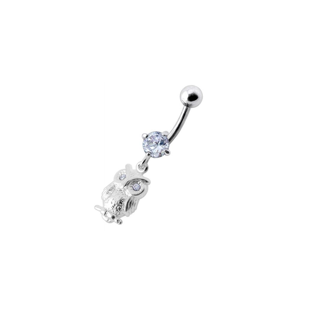 Anneau de nombril en forme de hibou avec bijoux