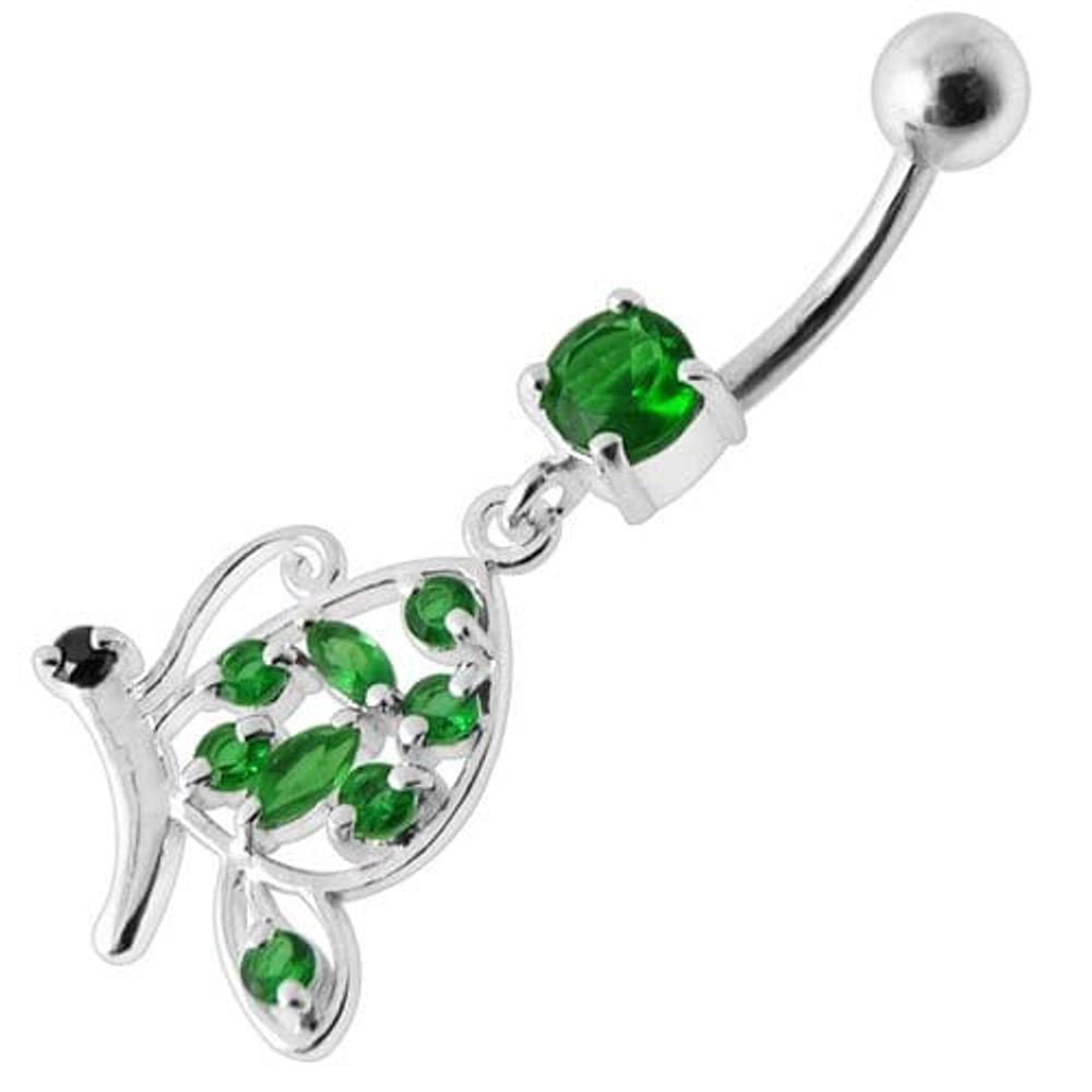 Piercing de nombril pendant en argent avec papillon fantaisie