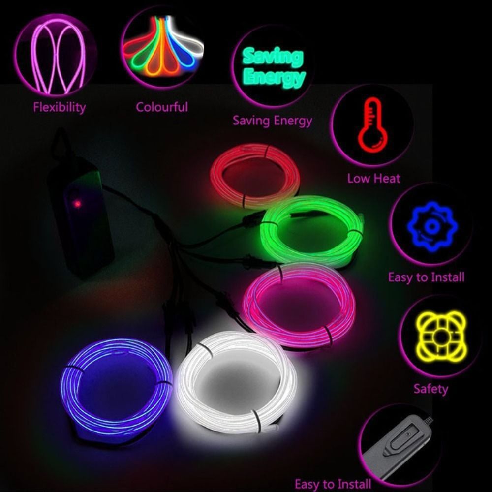 Glow EL Wire Cable LED Neon Light 1m/3m/5m