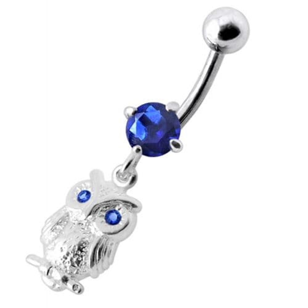 Anneau de nombril en forme de hibou avec bijoux