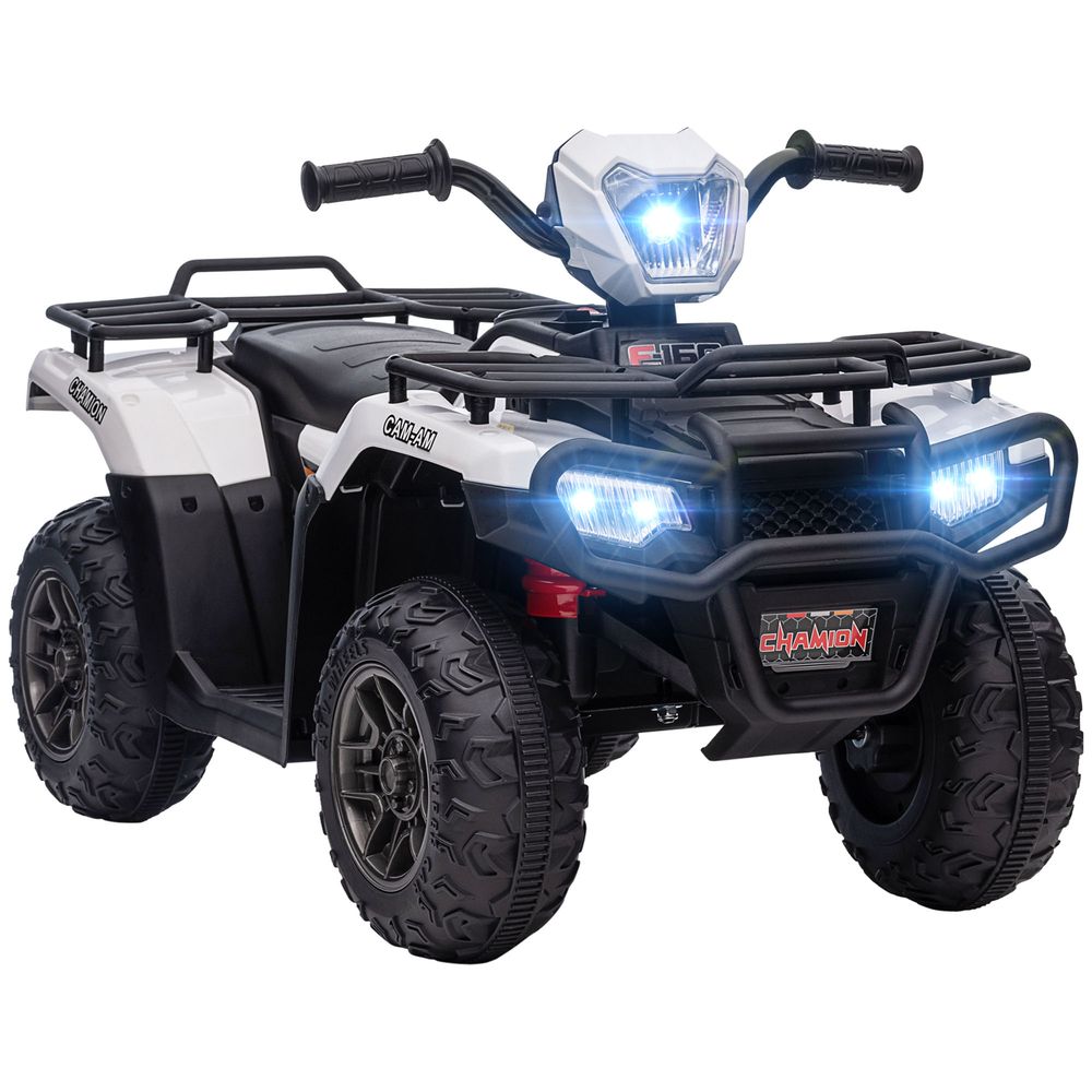 Quad électrique HOMCOM 12 V pour enfants avec phares à LED et musique - Blanc