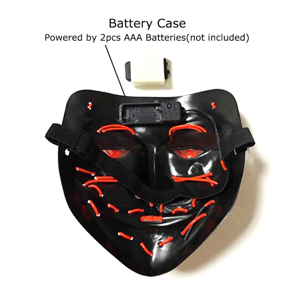 Masque de purge à LED néon sans fil pour Halloween, masques de fête masqués, masque d'horreur lumineux qui pousse dans le noir