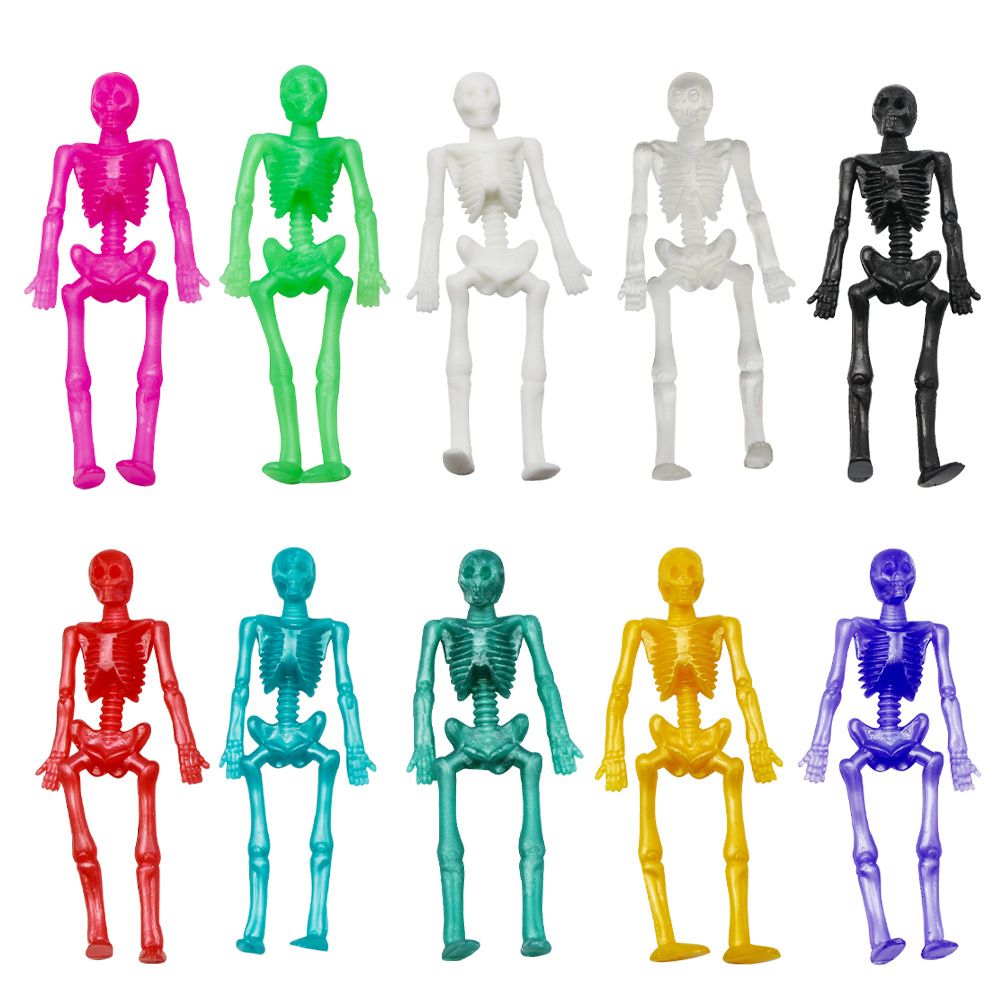 Lot de 15/25 poupées d'horreur en caoutchouc souple TPR pour enfants, jouet anti-stress, squelette extensible, cadeaux d'Halloween