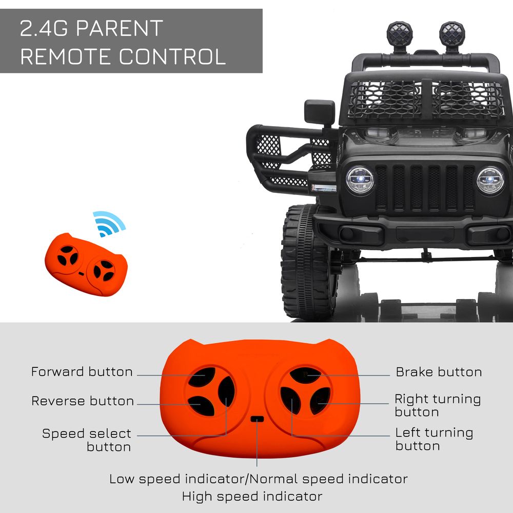 Voiture électrique tout-terrain 12 V pour enfants - Jouet télécommandé - Noir - HOMCOM