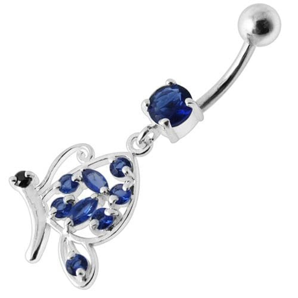 Piercing de nombril pendant en argent avec papillon fantaisie