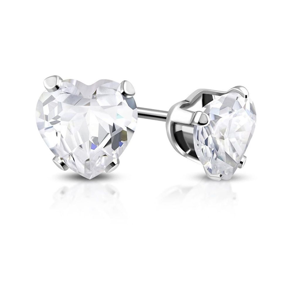 Boucles d'oreilles à tige en forme de cœur avec zircone cubique