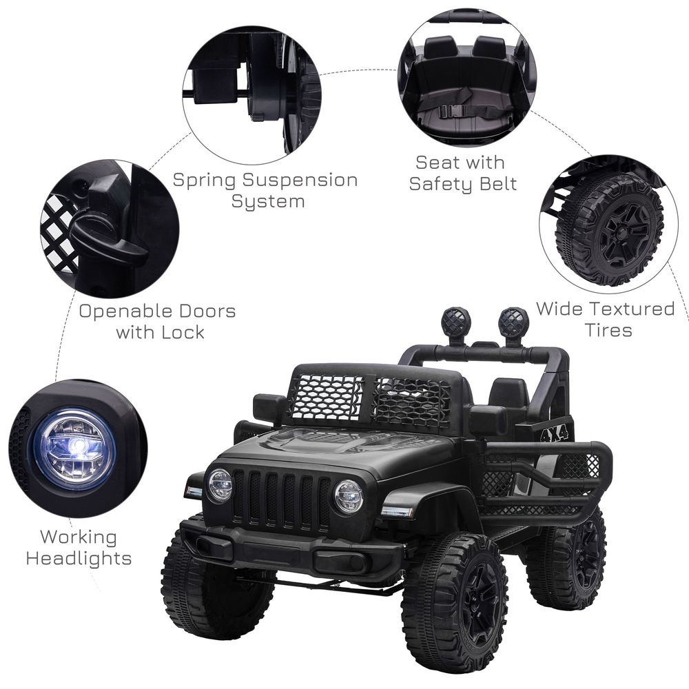 Voiture électrique tout-terrain 12 V pour enfants - Jouet télécommandé - Noir - HOMCOM