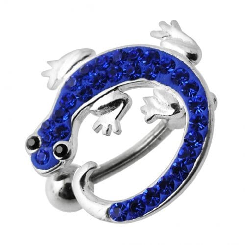 Anneau de nombril pendant en forme de lézard coloré avec bijoux fantaisie