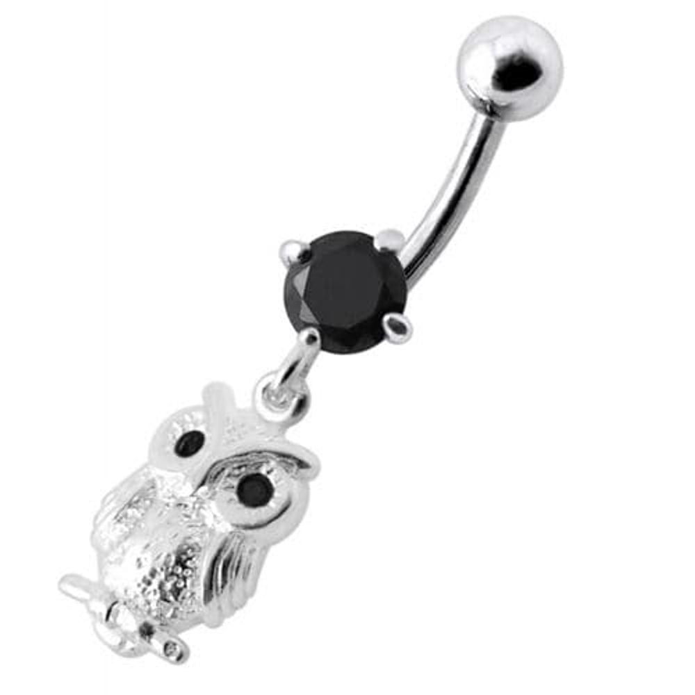 Anneau de nombril en forme de hibou avec bijoux