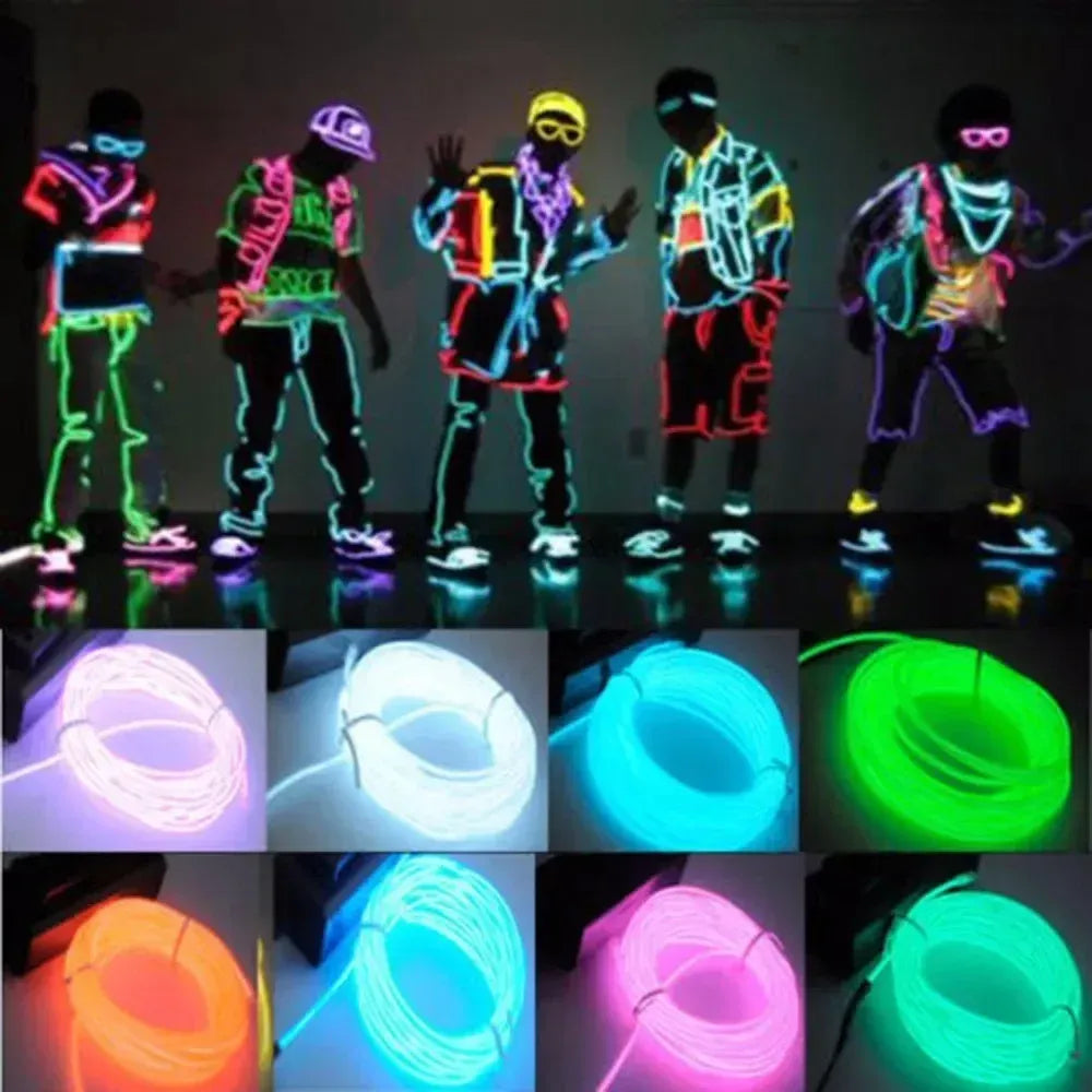 Glow EL Wire Cable LED Neon Light 1m/3m/5m