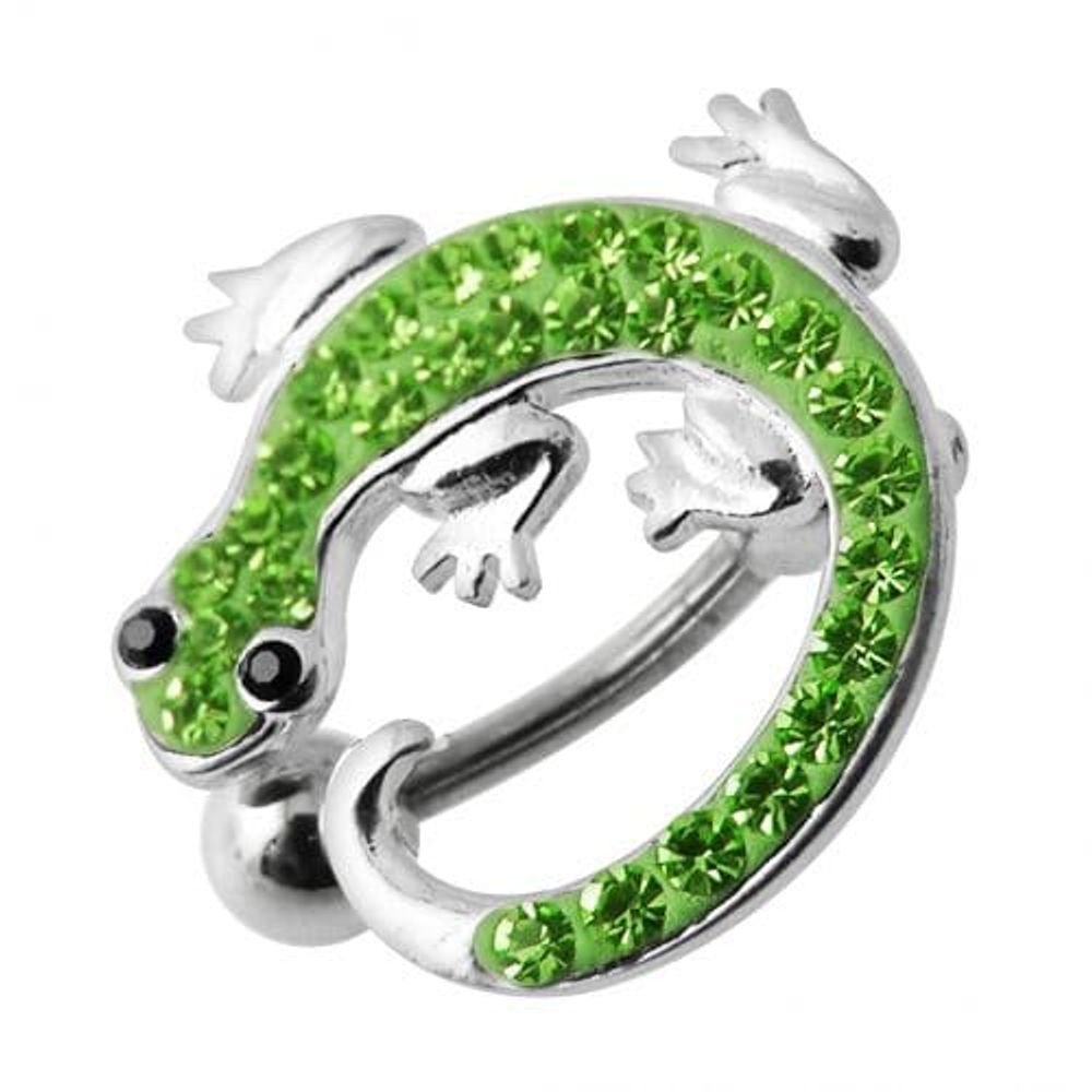 Anneau de nombril pendant en forme de lézard coloré avec bijoux fantaisie