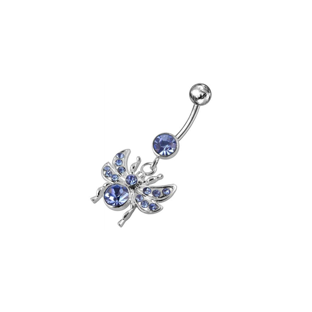 Anneau de ventre suspendu avec des mouches ornées de bijoux
