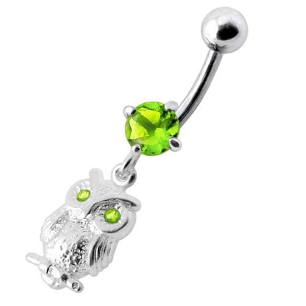 Anneau de nombril en forme de hibou avec bijoux