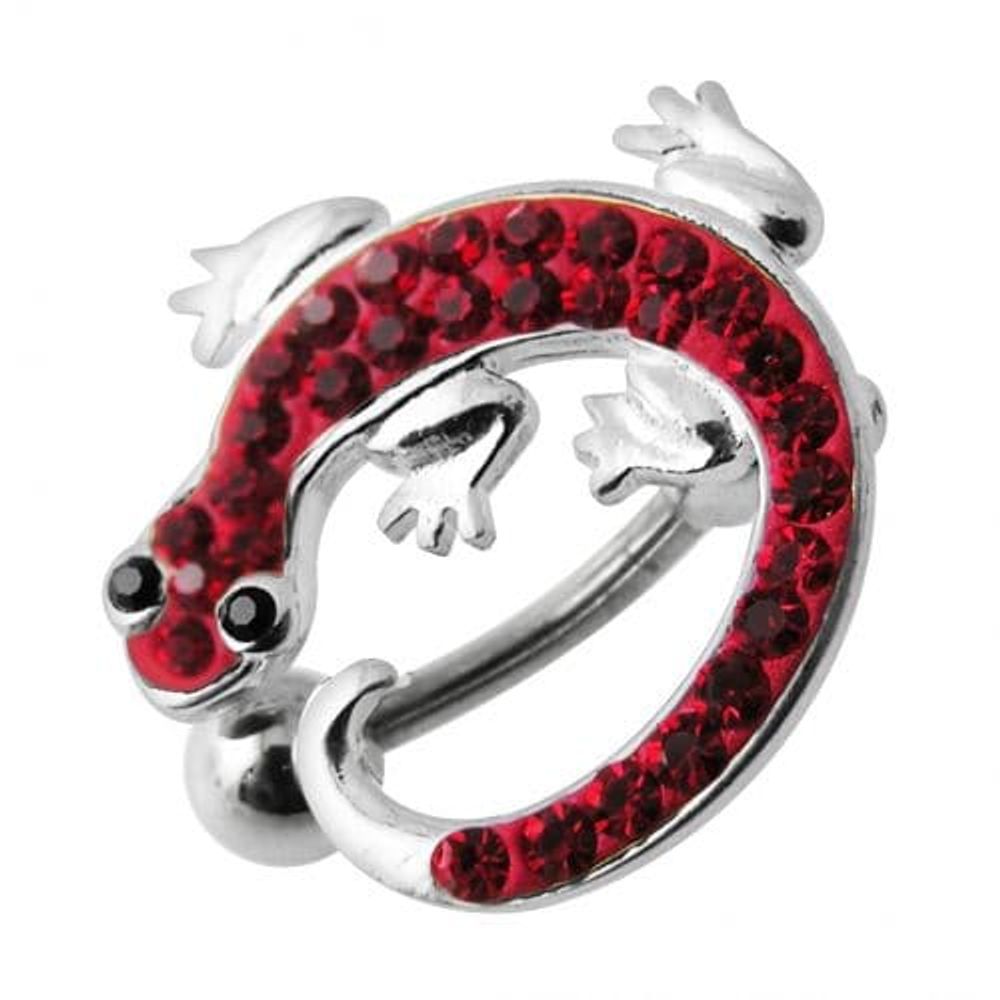 Anneau de nombril pendant en forme de lézard coloré avec bijoux fantaisie