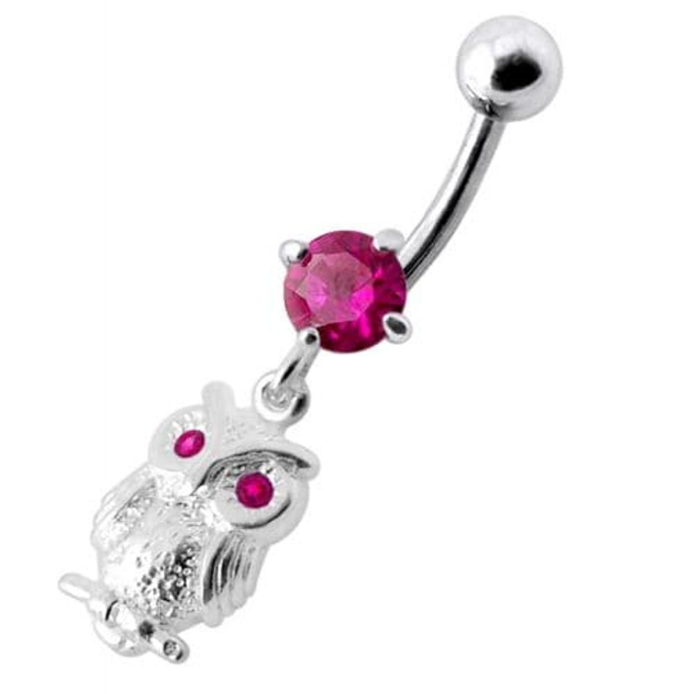Anneau de nombril en forme de hibou avec bijoux