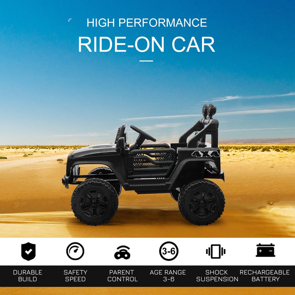 Voiture électrique tout-terrain 12 V pour enfants - Jouet télécommandé - Noir - HOMCOM
