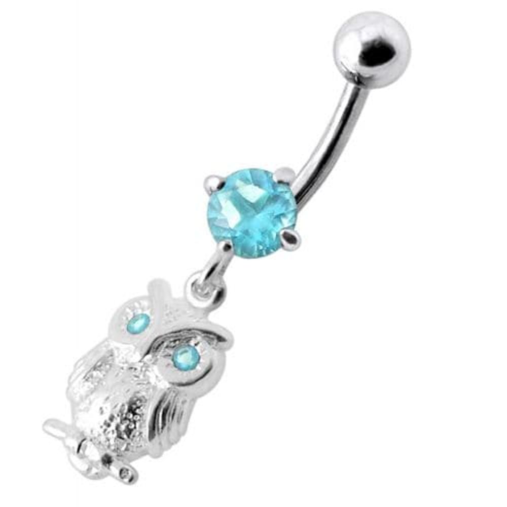 Anneau de nombril en forme de hibou avec bijoux