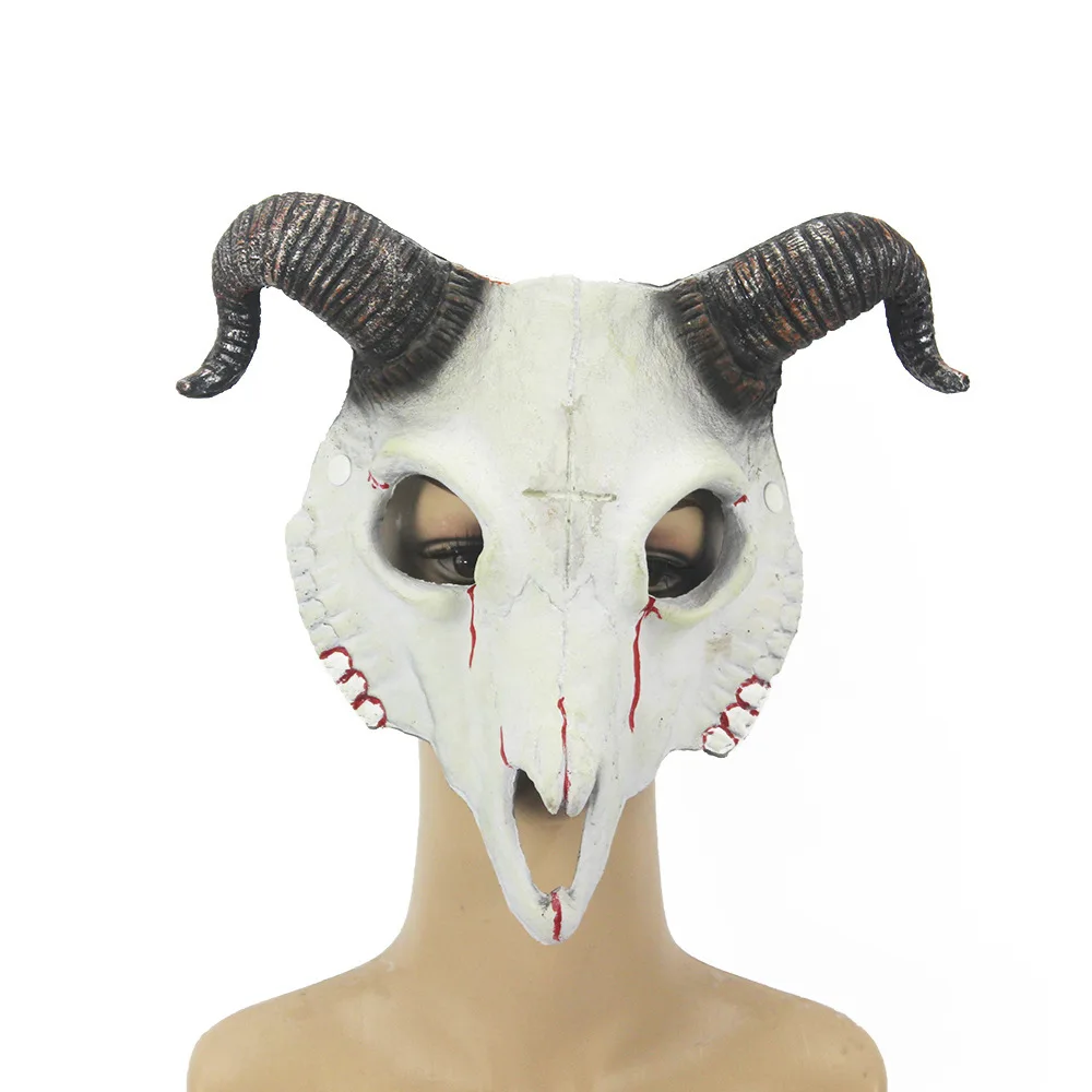 Masque de démon Halloween mascarade horreur mouton crâne corne tête masque bélier corne chèvre crâne masque Halloween fête Cosplay Costume décor