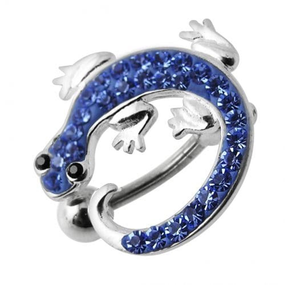 Anneau de nombril pendant en forme de lézard coloré avec bijoux fantaisie