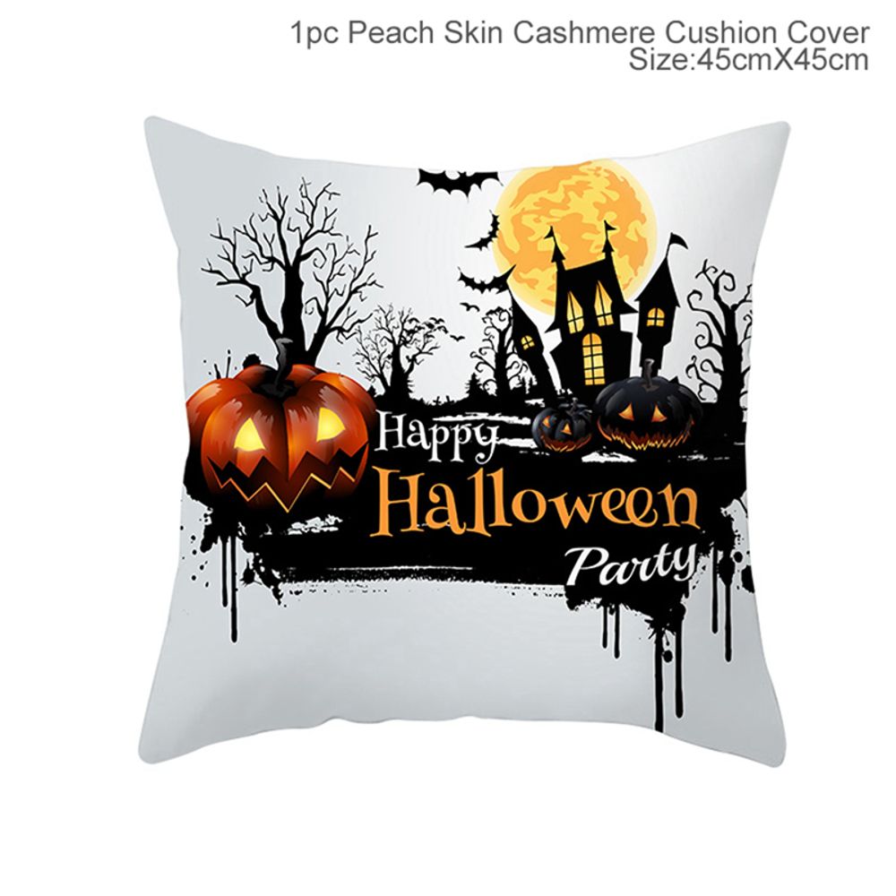 Décoration d'Halloween pour la maison, dessin animé, citrouille, chauve-souris, fantôme, taie d'oreiller, fournitures de fête d'Halloween, accessoires, ornement d'Halloween