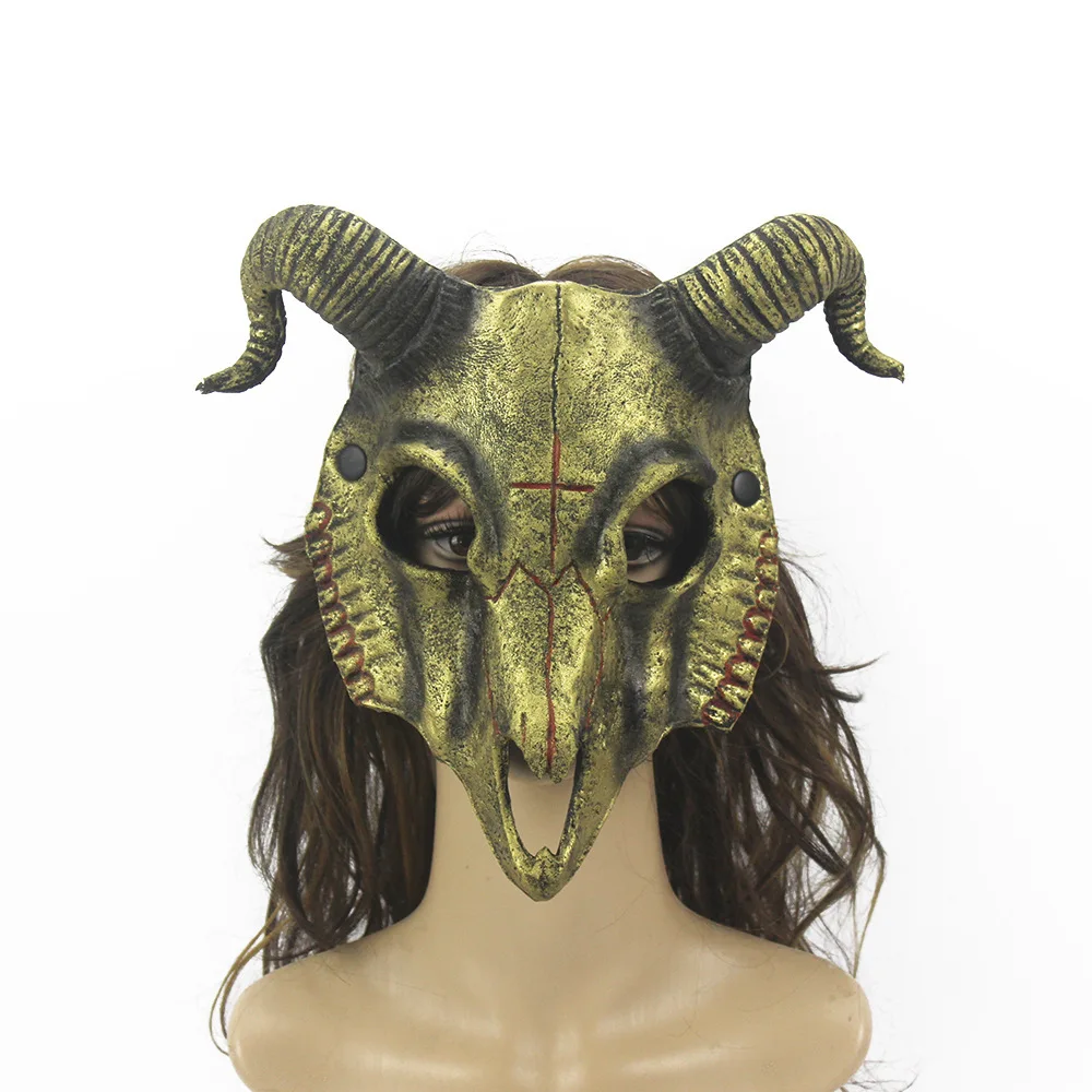 Masque de démon Halloween mascarade horreur mouton crâne corne tête masque bélier corne chèvre crâne masque Halloween fête Cosplay Costume décor
