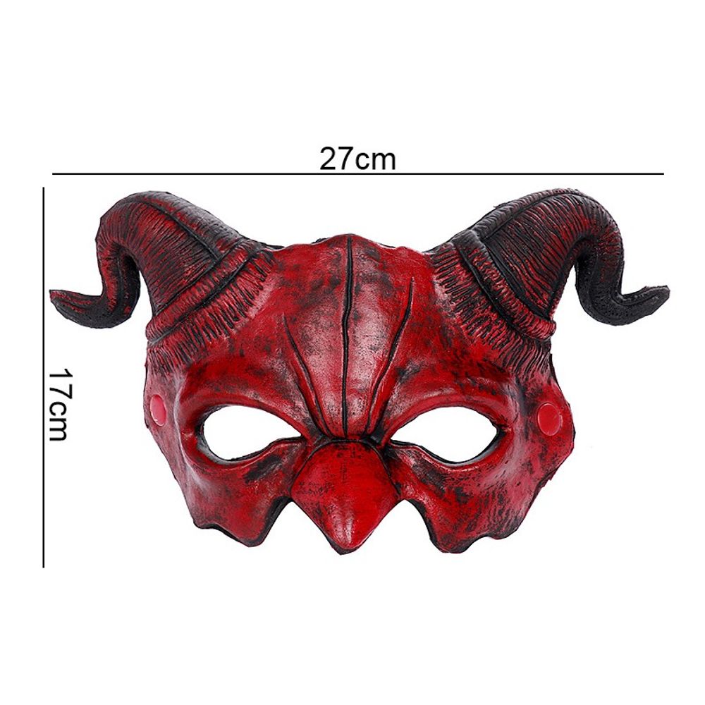 Masque de démon d'Halloween, cornes de diable, demi-masque de fête, cosplay, horreur, monstre, mascarade, effrayant, maison hantée, accessoires, masque en PU, décoration