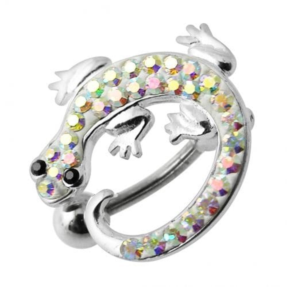 Anneau de nombril pendant en forme de lézard coloré avec bijoux fantaisie