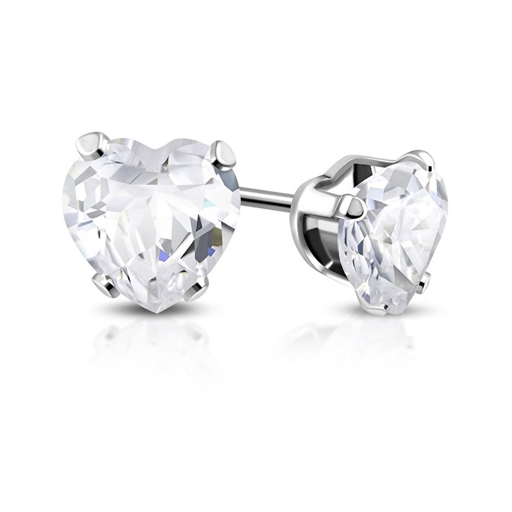Boucles d'oreilles à tige en forme de cœur avec zircone cubique