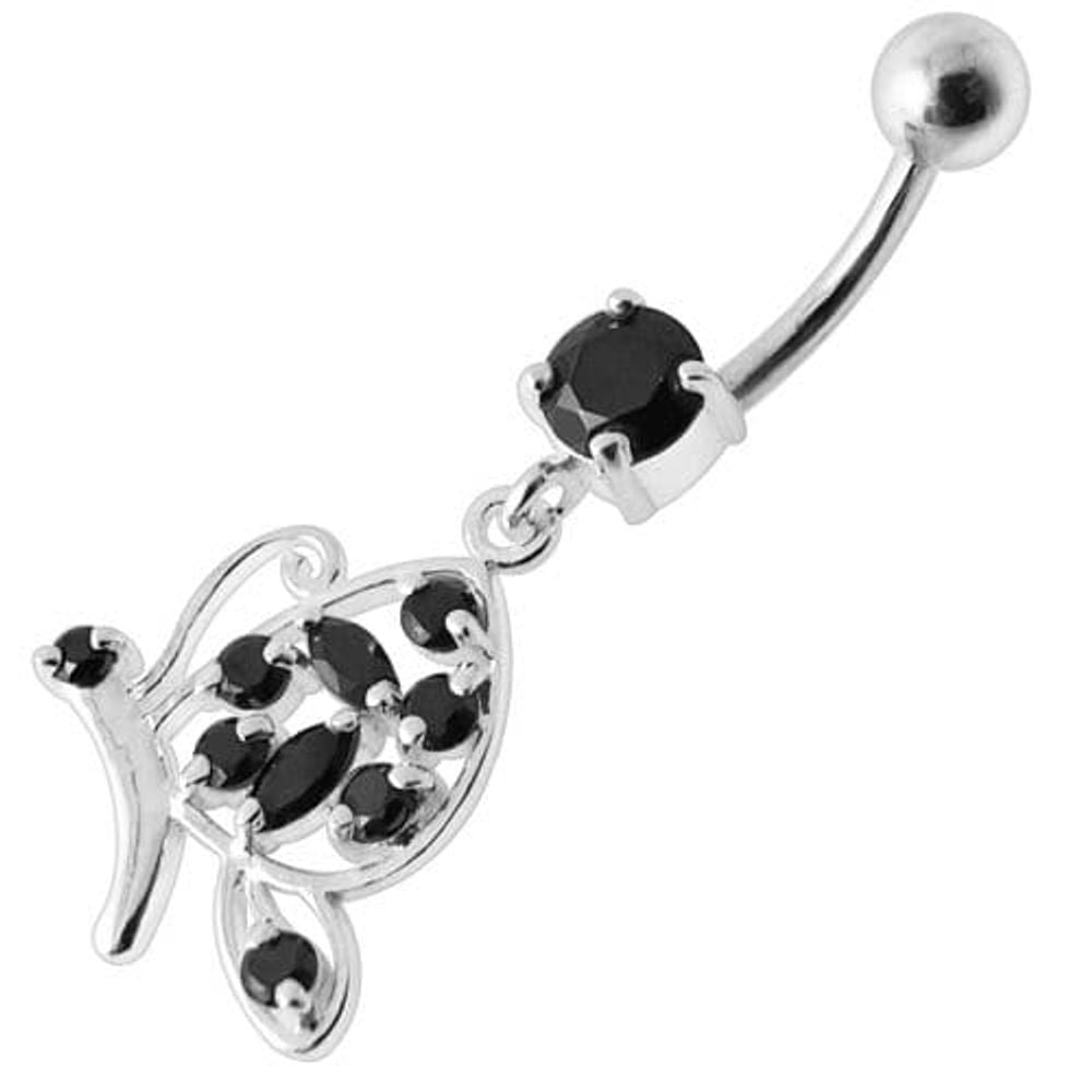 Piercing de nombril pendant en argent avec papillon fantaisie