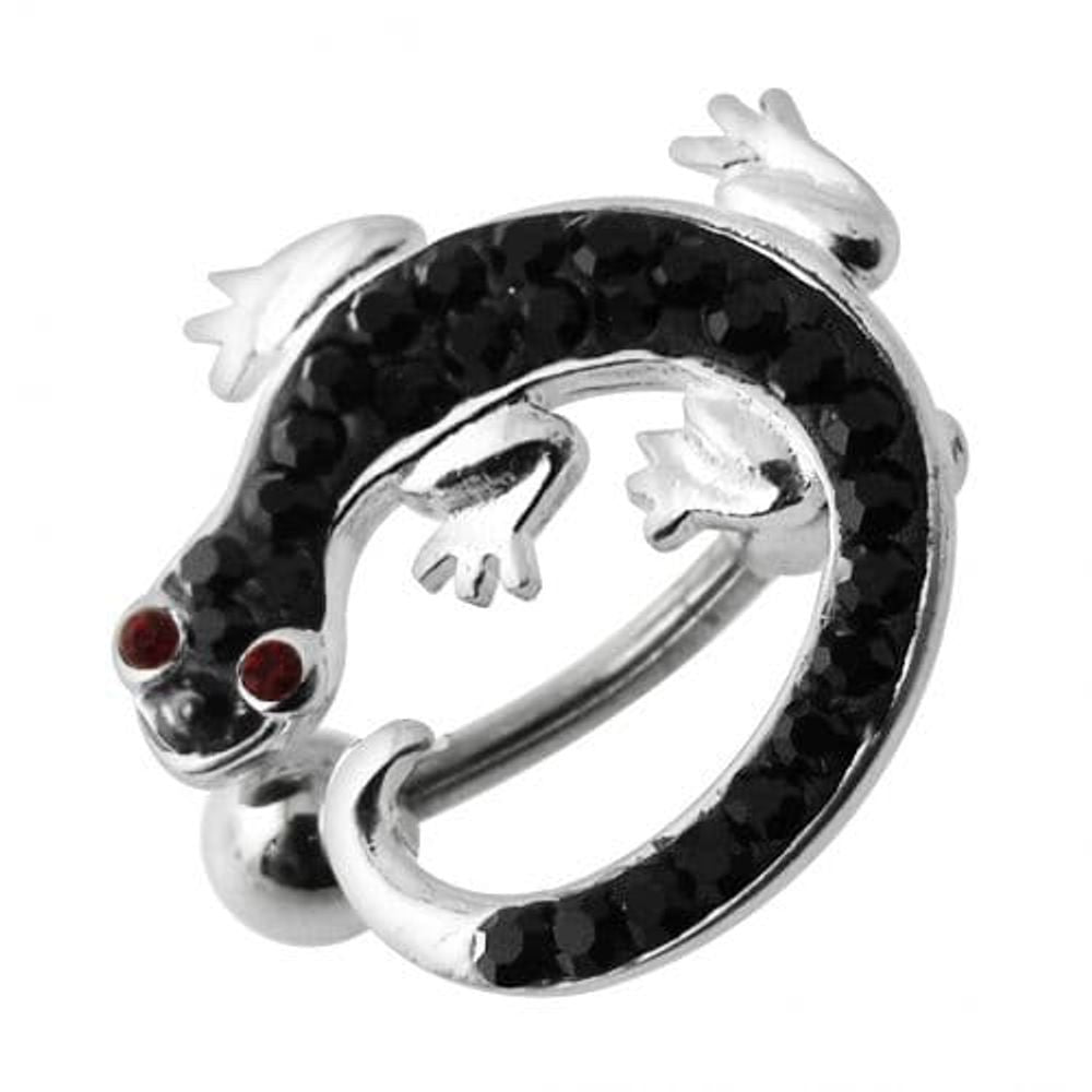 Anneau de nombril pendant en forme de lézard coloré avec bijoux fantaisie