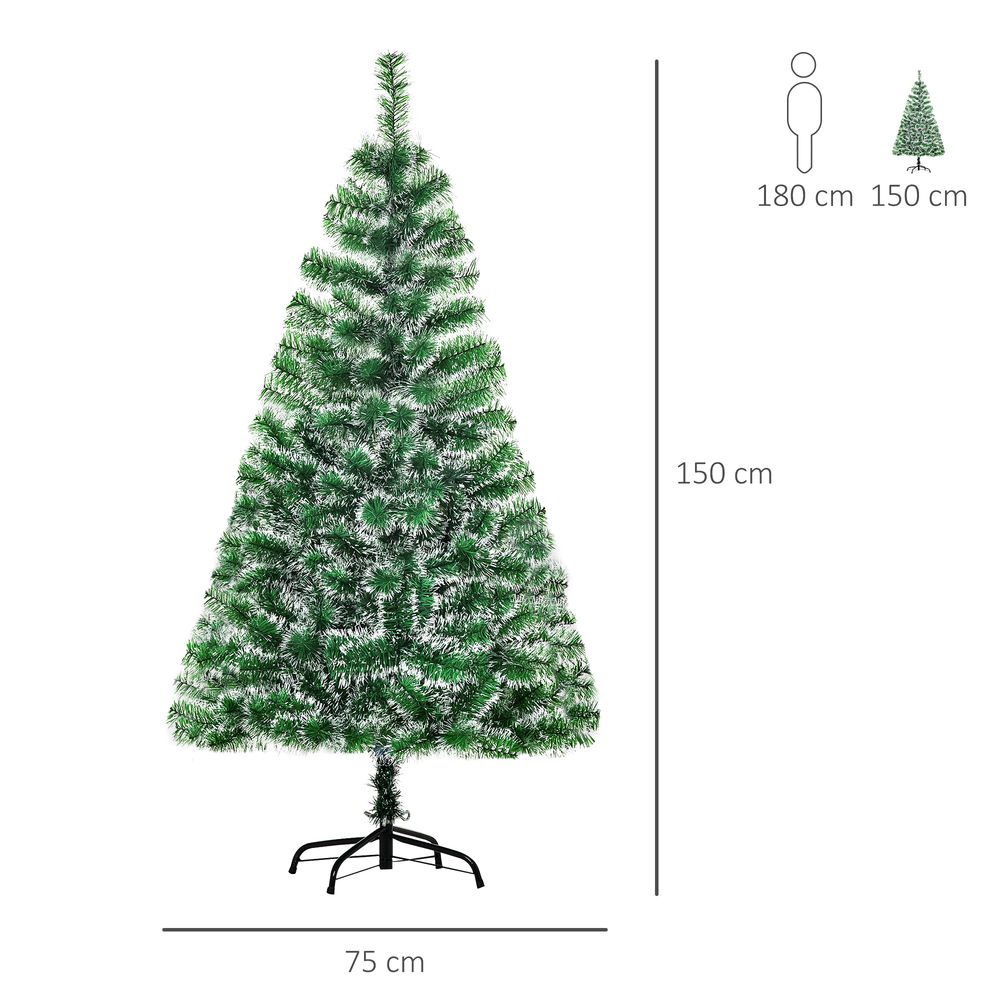 Homcom 5ft Indoor Christmas Tree Artificial Deco Xmas Gift Metal Stand 416 Tips