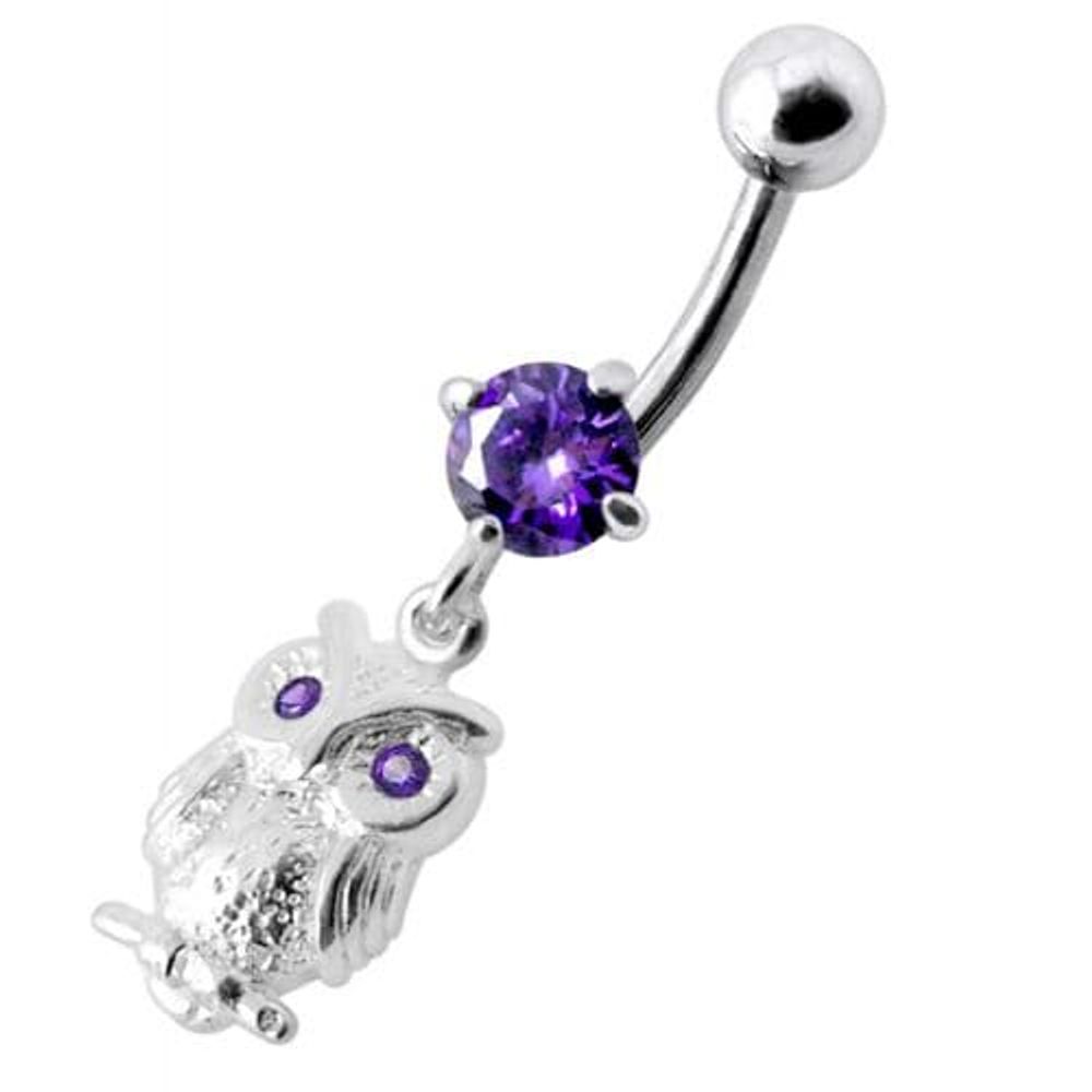 Anneau de nombril en forme de hibou avec bijoux