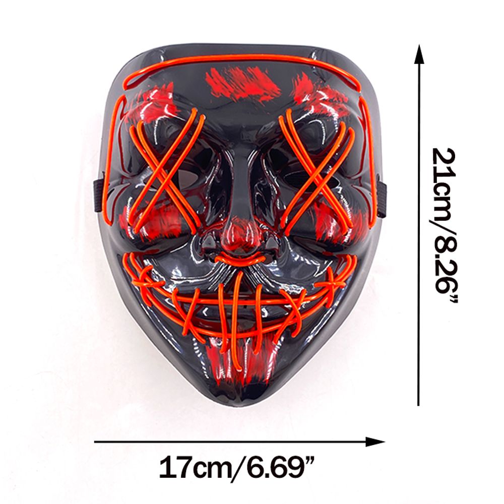 Masque de purge à LED néon sans fil pour Halloween, masques de fête masqués, masque d'horreur lumineux qui pousse dans le noir