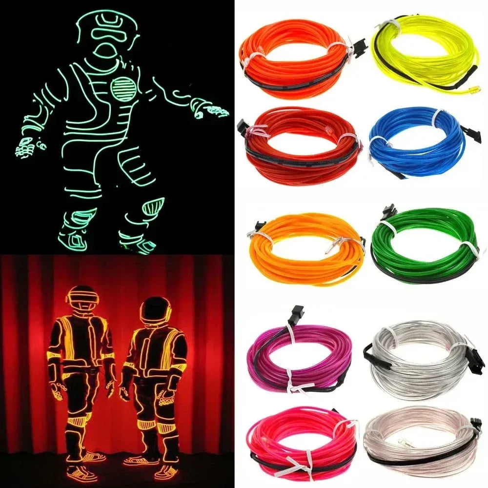 Glow EL Wire Cable LED Neon Light 1m/3m/5m