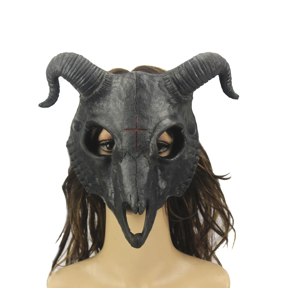 Masque de démon Halloween mascarade horreur mouton crâne corne tête masque bélier corne chèvre crâne masque Halloween fête Cosplay Costume décor