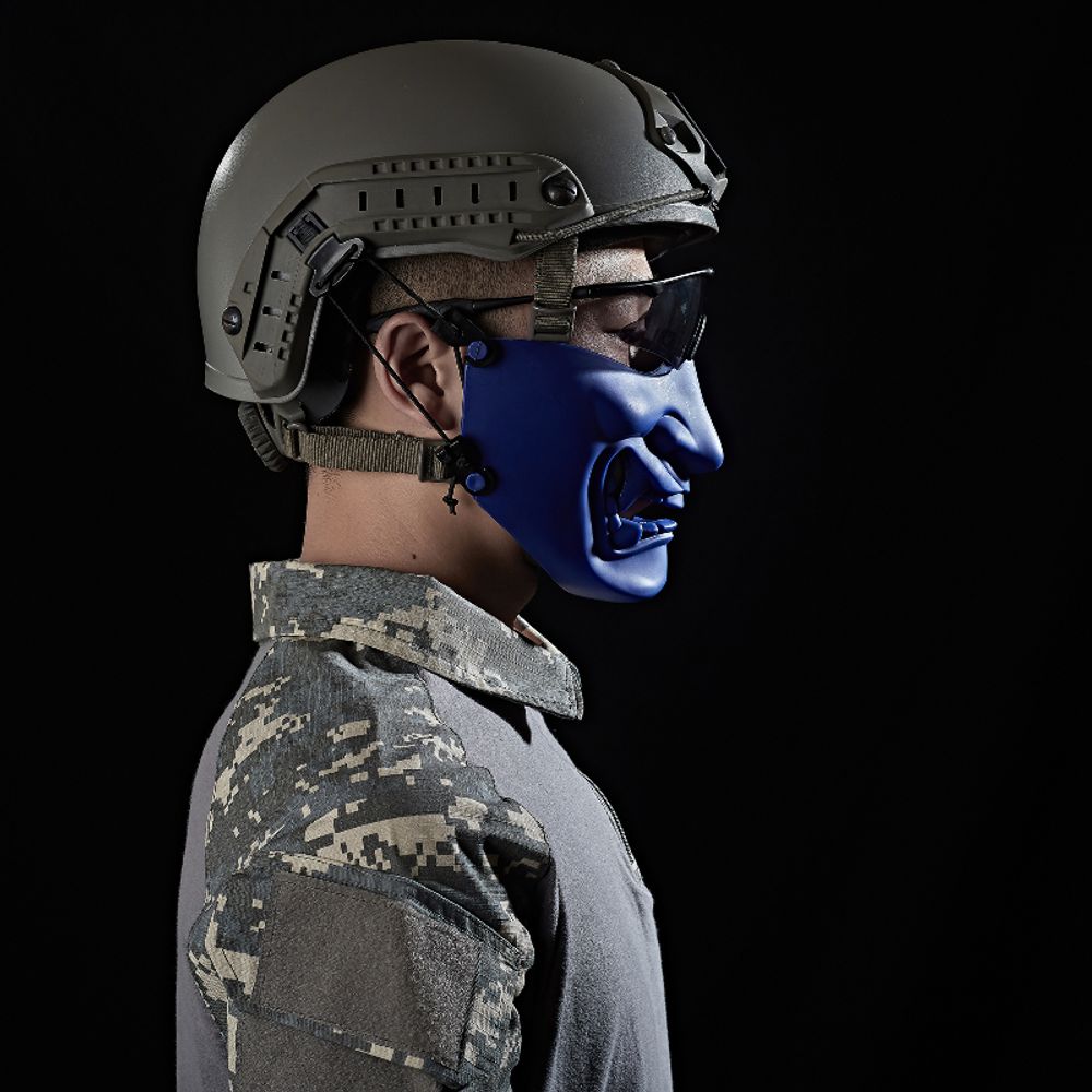 REikirc Masque tactique demi-visage démon samouraï Airsoft BB Gun Masque militaire CS Party Cosplay Halloween Masques