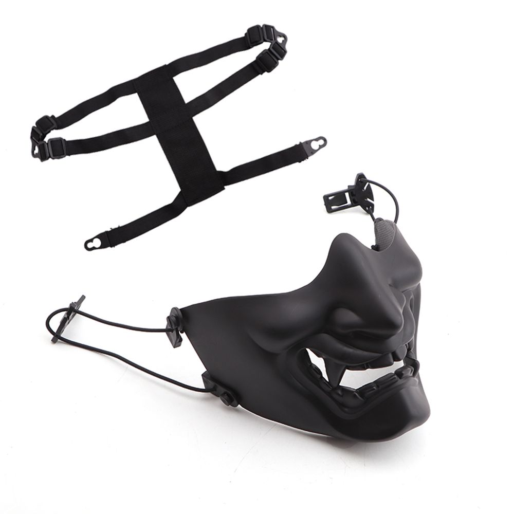 REikirc Masque tactique demi-visage démon samouraï Airsoft BB Gun Masque militaire CS Party Cosplay Halloween Masques