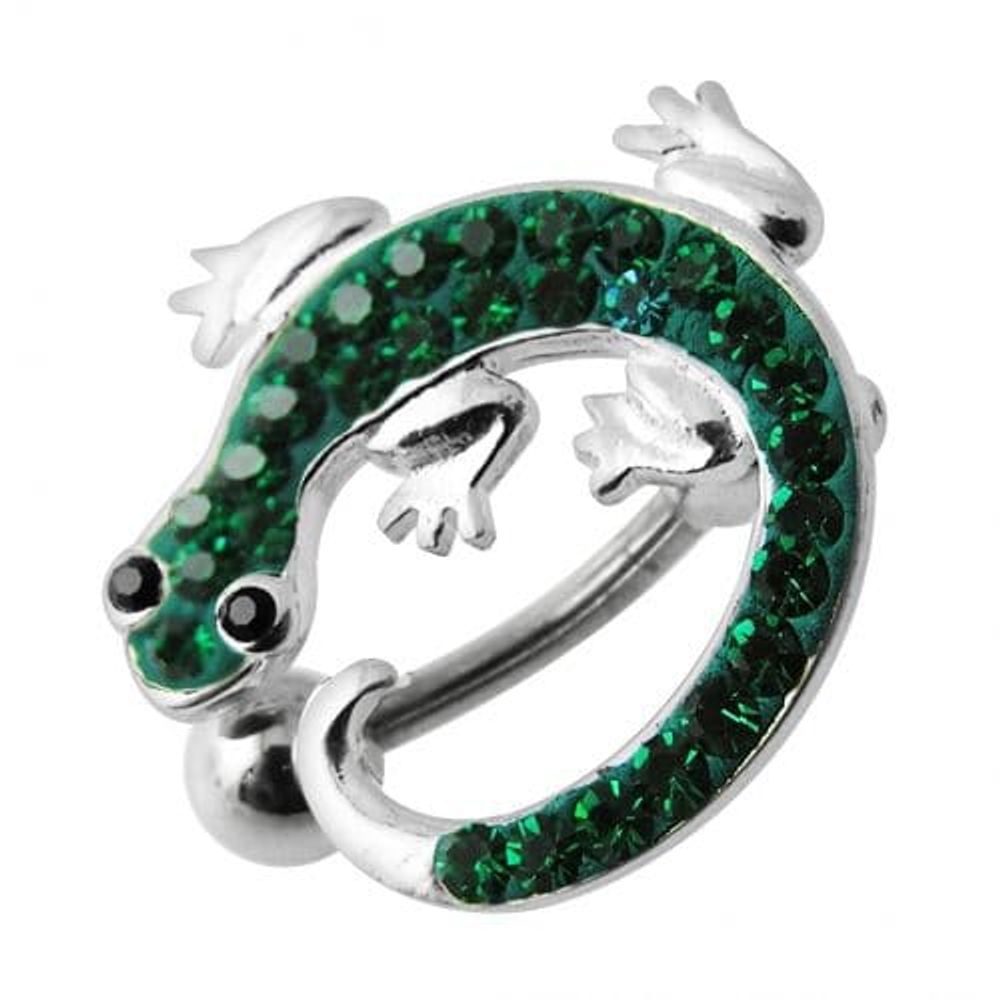 Anneau de nombril pendant en forme de lézard coloré avec bijoux fantaisie