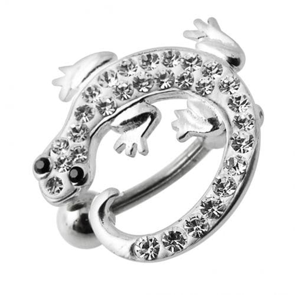 Anneau de nombril pendant en forme de lézard coloré avec bijoux fantaisie