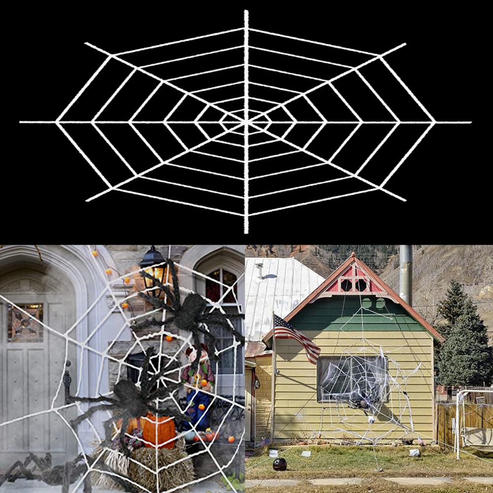 Toile d'araignée géante extensible noire et blanche pour Halloween, 150/250 cm, pour décoration de bar, maison hantée, fête d'Halloween, accessoires de terreur